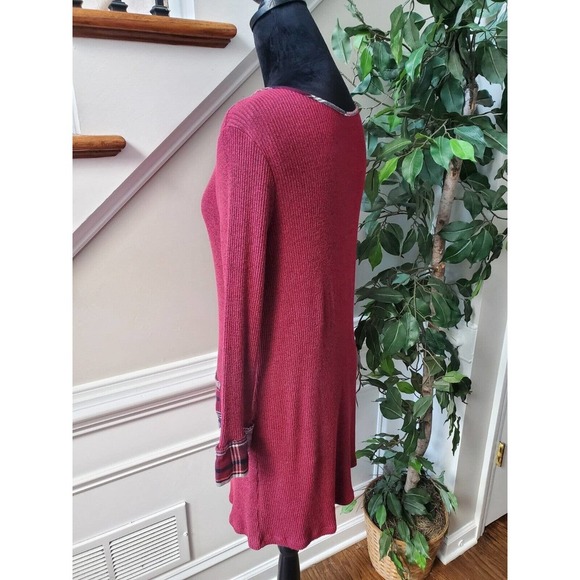Staccato Women Maroon Polyester Round Neck Long Sleeve Knee Length Dress Small - Picture 7 of 11